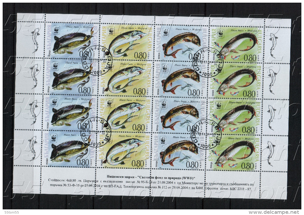 Bulgaria / Bulgarie 2004 WWF - FISH ( Hausen ) Sheet - Used /oblitere (O) - Oblitérés