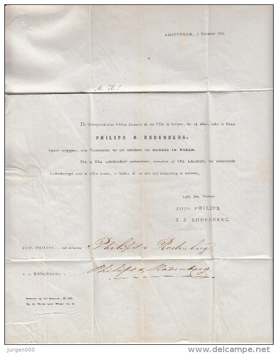 Nederland, 1853, Gefrankeerd Met Nr 1, Oprichting Philips, Handel In Tabak, UNIEK Tijdsdocument, VERY RARE (5572) - Tabac