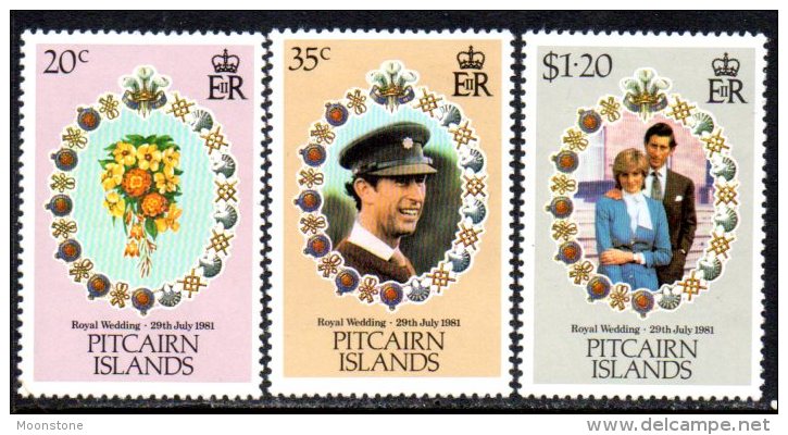 Pitcairn Island 1981 Royal Wedding Set Of 3, MNH - Pitcairn Islands