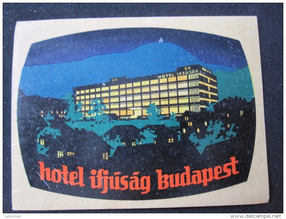 HOTEL SZALLO PENSION IFJUSAG BUDAPEST HUNGARIA HUNGARY HONGRIE DECAL STICKER LUGGAGE LABEL ETIQUETTE AUFKLEBER - Hotel Labels