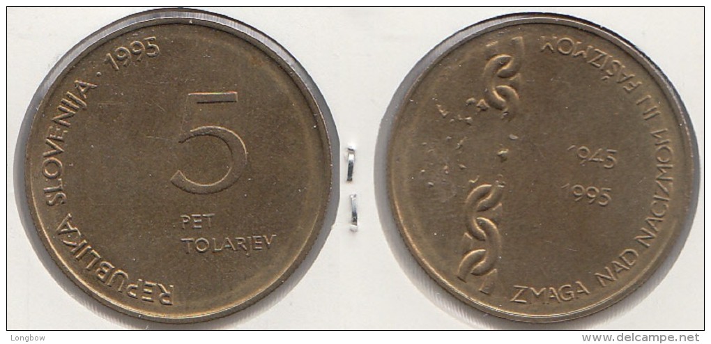 Slovenia 5 Tolarjev 1995 50th Ann.Defeat Of Facism Km#22 - Used - Slovenia