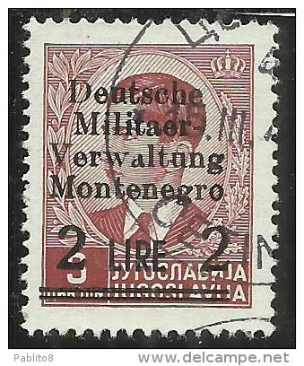 MONTENEGRO 1943 OCCUPAZIONE TEDESCA GERMAN OCCUPATION SOPRASTAMPATO SURCHARGED LIRE 2 SU 3 D USATO USED OBLITERE´ - Occup. Tedesca: Montenegro