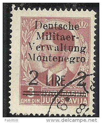 MONTENEGRO 1943 OCCUPAZIONE TEDESCA GERMAN OCCUPATION SOPRASTAMPATO SURCHARGED LIRE 2 SU 3 D USATO USED OBLITERE´ - Occup. Tedesca: Montenegro