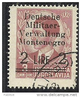 MONTENEGRO 1943 OCCUPAZIONE TEDESCA GERMAN OCCUPATION SOPRASTAMPATO SURCHARGED LIRE 2 SU 3 D USATO USED OBLITERE´ - Occup. Tedesca: Montenegro