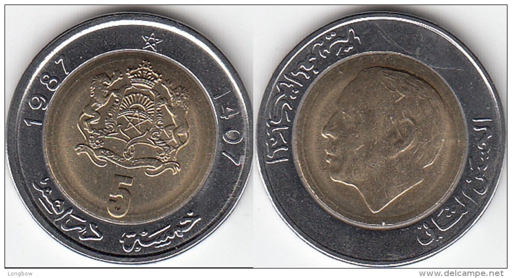 MAROCCO 5 Dirhams 1987 KM#y82 - Used - Marocco