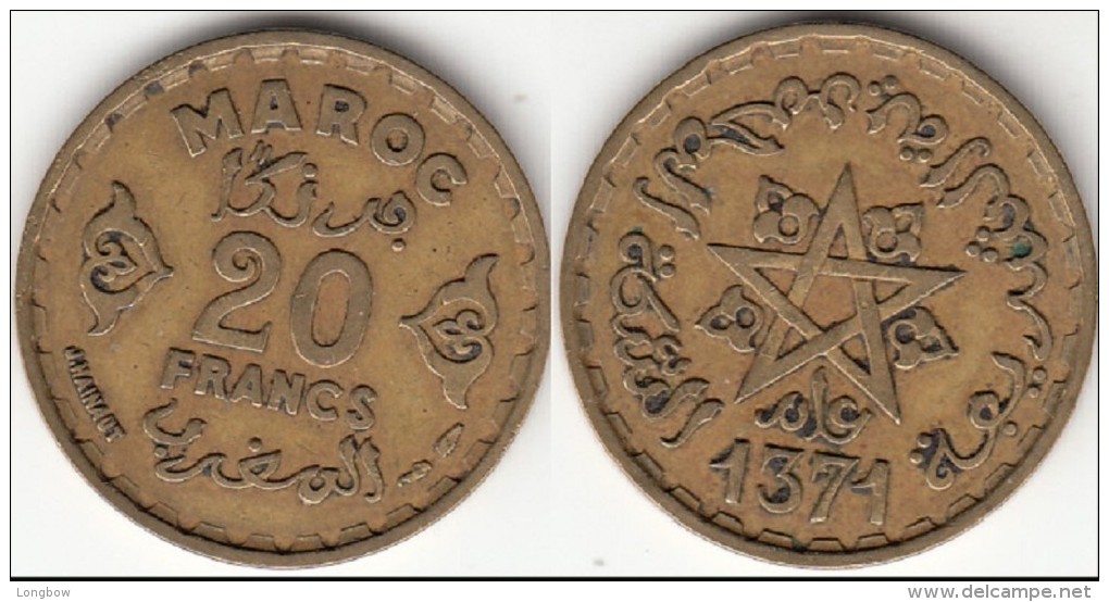 MAROCCO 20 Francs 1951 Mohammed V KM#y50 - Used - Marruecos