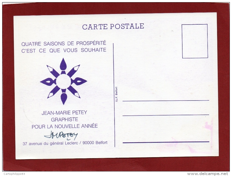 ILLUSTRATEUR JM PETEY LES VOEUX DE BONNE ANNÉE DE JM PETEY POUR 1989 LES 4 SAISONS - Petey