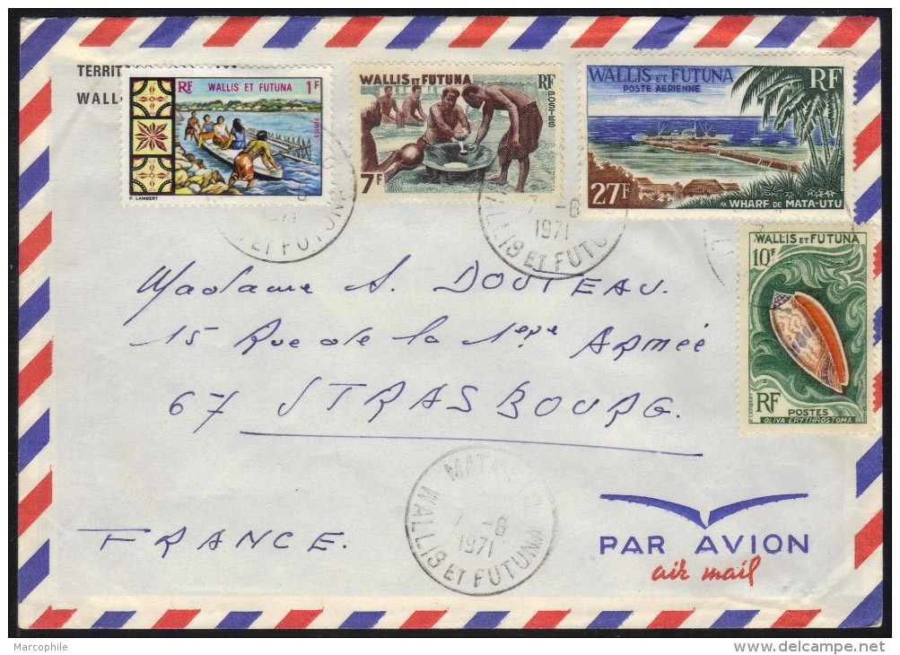 WALLIS & FUTUNA - MATA UTU /1971  # 157B, 166, 174 Et PA 23 SUR  LETTRE PAR  AVION POUR STRASBOURG (ref 6669) - Covers & Documents