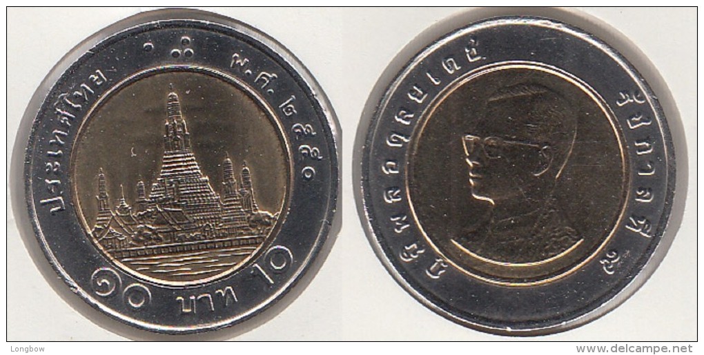 Tailandia 10 Baht 2007 Bimetallic KM#227 - Used - Thaïlande