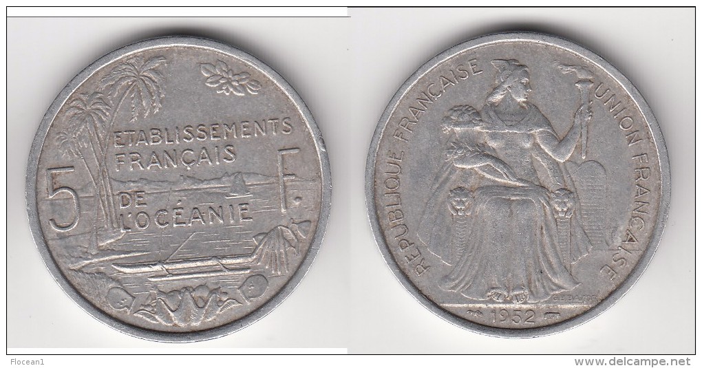 **** OCEANIE - POLYNESIE FRANCAISE - 5 FRANCS 1952 **** EN ACHAT IMMEDIAT !!! - Frans-Polynesië