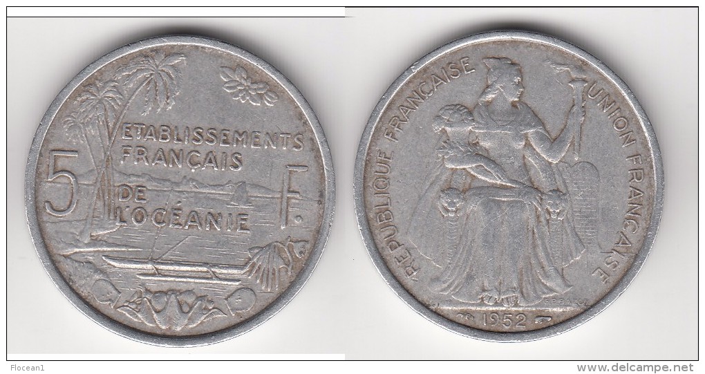 **** OCEANIE - POLYNESIE FRANCAISE - 5 FRANCS 1952 **** EN ACHAT IMMEDIAT !!! - French Polynesia