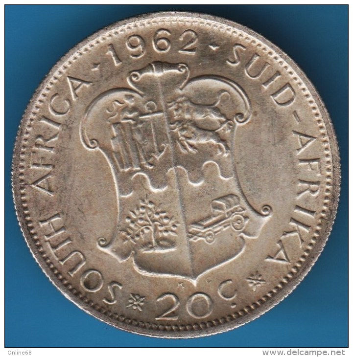 SOUTH AFRICA· SUID-AFRIKA 20 CENTS 1962 Van Riebeeck ARGENT SILVER KM# 61 - South Africa