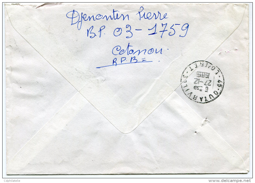 BENIN LETTRE RECOMMANDEE DEPART COTONOU R.P. 19-12-85 R.P. DU BENIN POUR LA FRANCE - Bénin – Dahomey (1960-...)