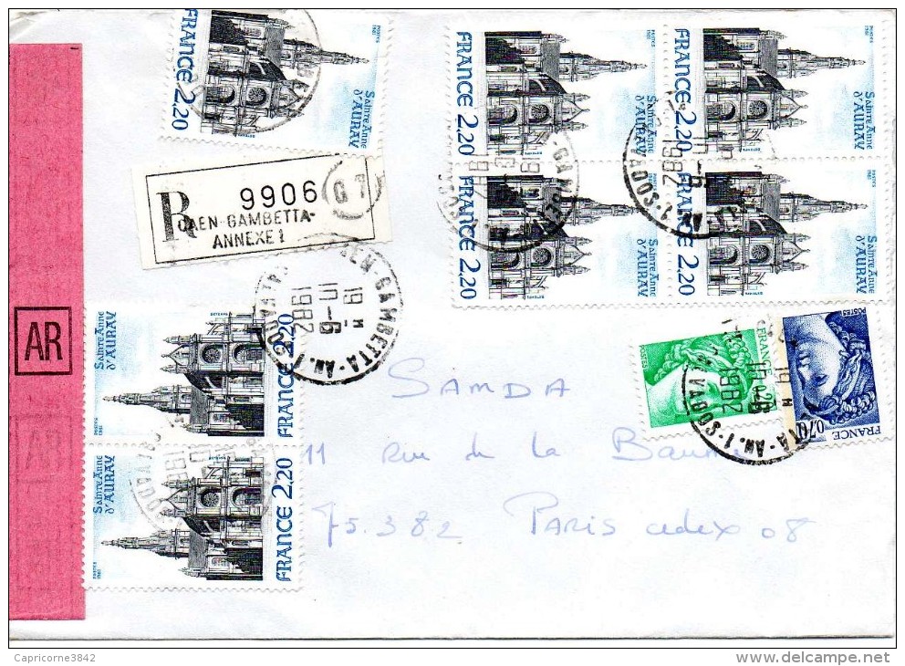 Lettre Recommandée - 1982 - 7 Timbres Sainte Anne D'Auray N° 2134 - Storia Postale