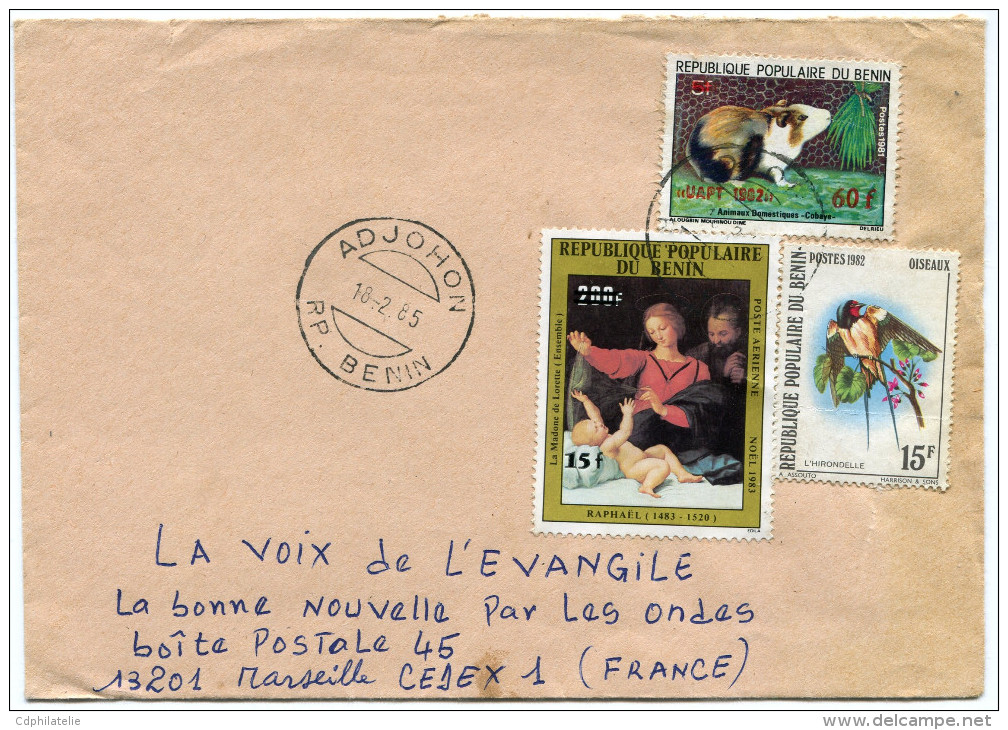 BENIN LETTRE DEPART ADJOHON 18-2-85 RP. BENIN POUR LA FRANCE - Bénin – Dahomey (1960-...)