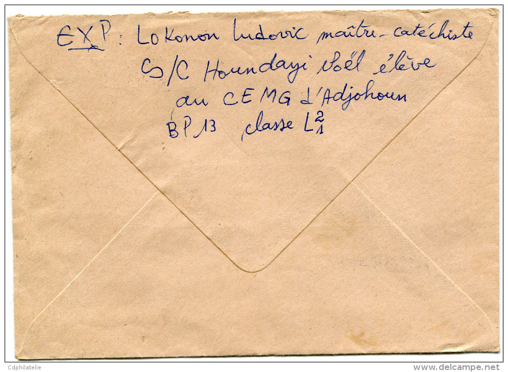 BENIN LETTRE DEPART ADJOHON 18-2-85 RP. BENIN POUR LA FRANCE - Bénin – Dahomey (1960-...)