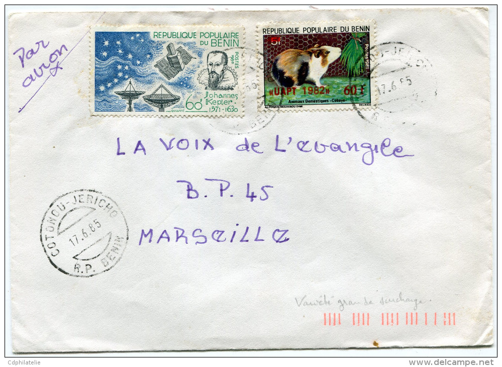 BENIN LETTRE PAR AVION DEPART COTONOU-JERICHO 17-6-85 R.P. DU BENIN POUR LA FRANCE - Bénin – Dahomey (1960-...)
