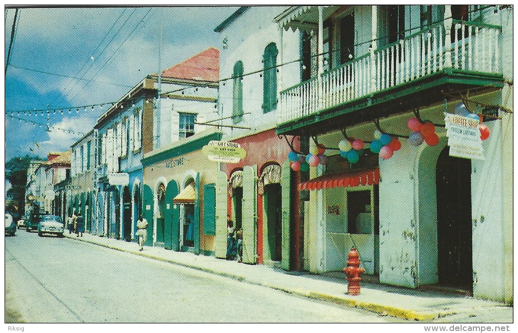 Colorful Street Scene In St. Thomas, Virgin Islands.  Postmark: Charlotte Amalie.    S-2084 - Jungferninseln, Amerik.