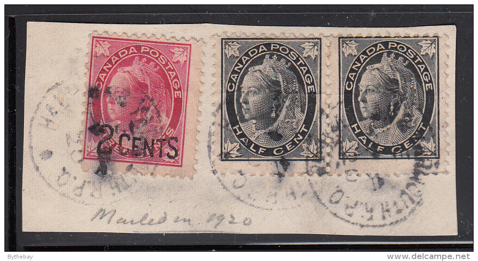 Canada Used Scott #66, #87 On Piece RPO Cancel: Halifax & Yarmouth R.P.O. 1920 - Oblitérés