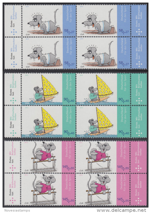 !a! GERMANY 2013 Mi. 3004-3006 MNH SET Of 3 BLOCKS W/ Right & Left Margins -Comics - Ungebraucht