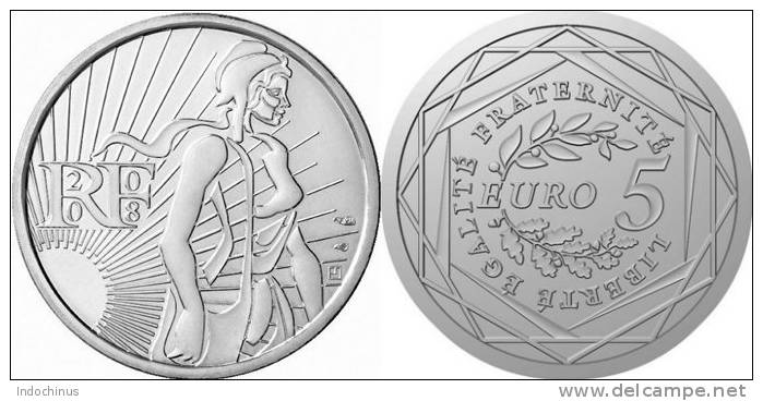 5  EUROS  BU  Argent / Silver  Sortie De Rouleau   PORT OFFERT - Frankrijk