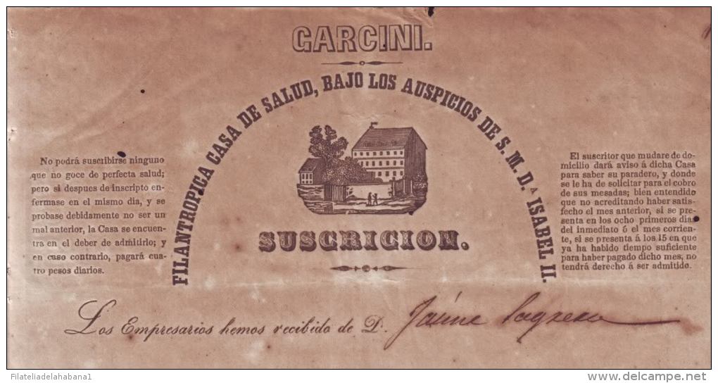 *E380 CUBA SPAIN INVOICE 1847 CASA DE SALUD GARCINI ESPAÑA ENGRAVING INVOICE - Historical Documents