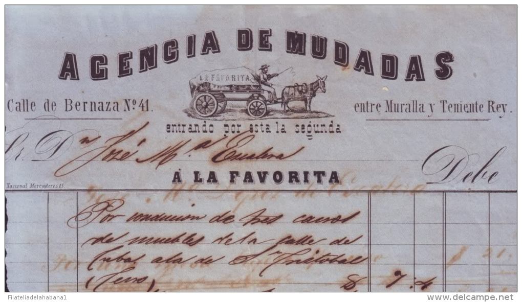 *E400 CUBA SPAIN INVOICE 1864 AGENCIA MUDANZAS ESPAÑA ENGRAVING INVOICE - Historical Documents