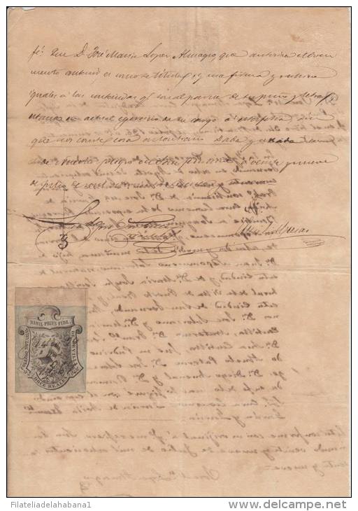 E165 ESPAÑA SPAIN SEALLED PAPER \"HABILITADO POR LA NACION\" 1869. BLUE. 200 ML - Historical Documents