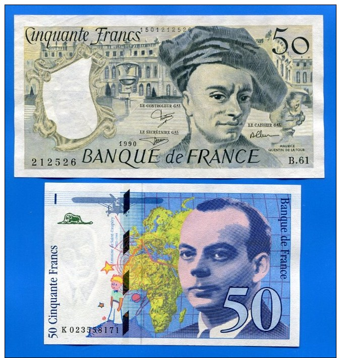 50  Fr  2  Billets - 50 F 1976-1992 ''quentin De La Tour''