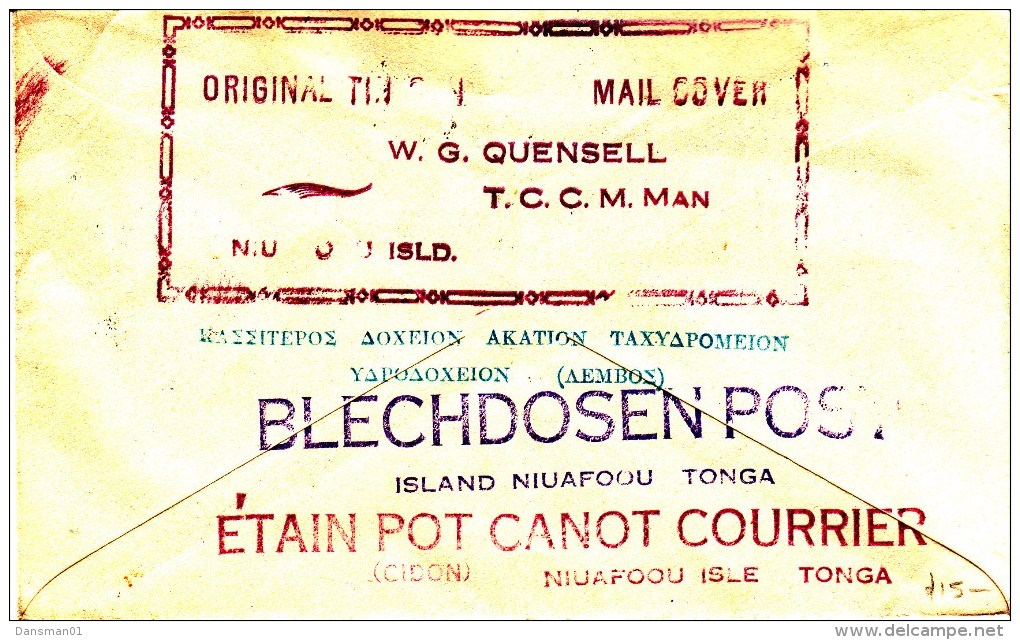 Tonga 1935 Tin Can Mail Cover - Tonga (...-1970)