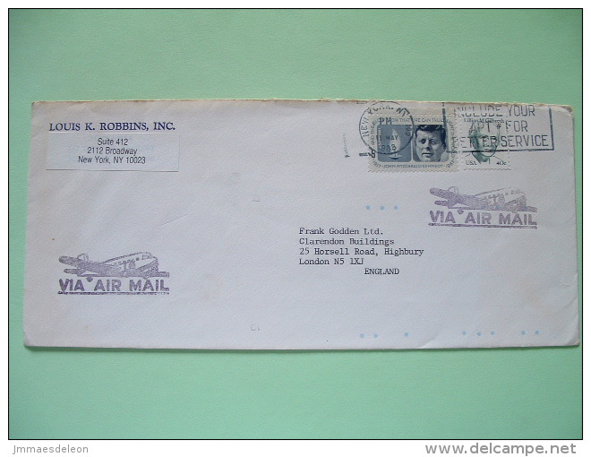 USA 1988 Cover To England - Kennedy - Lillian Gilbreth - Plane - Lettres & Documents