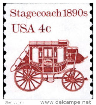 1982 USA Transportation Coil Stamp Stagecoach Sc#1898a History Horse Post - Coils & Coil Singles