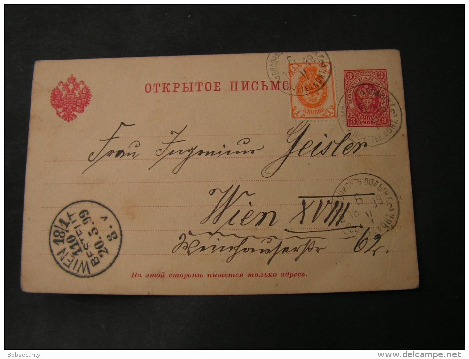 == Russland Karte 1899 Nach Wien  Sehr Schöner Ankunft Abschlag  Wien 110 - Stamped Stationery