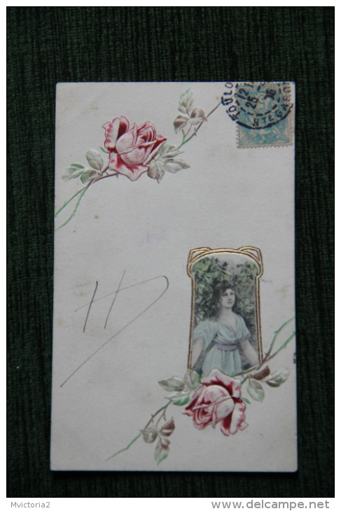 Femme, Roses, Carte Gaifrée , Style Art Déco - Femmes