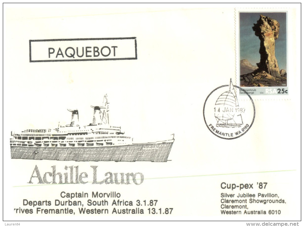 (666 PH) Achille Lauro Paquebot Cover - Durban To Australia Crossing - Cup-Pex 87 - Ships