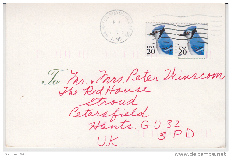 United States  1995  Bird Stamped Mailed Card To Great Britain  # 85223 - Songbirds & Tree Dwellers