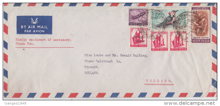 India  Nirds  1968  50P Stamp ON Cover To Netherlands #   85190  Inde  Indien - Songbirds & Tree Dwellers