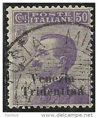 TRENTINO ALTO ADIGE 1918 SOPRASTAMPATO D´ITALIA ITALY OVERPRINTED CENT. 50 C USATO USED OBLITERE´ - Trentin