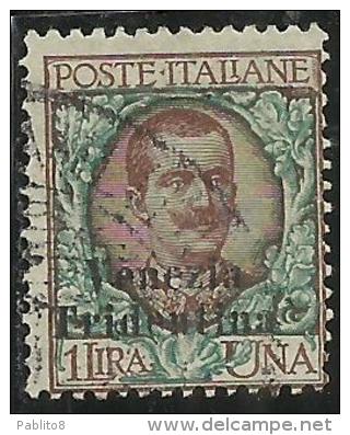 TRENTINO ALTO ADIGE 1918 SOPRASTAMPATO D´ITALIA ITALY OVERPRINTED LIRE 1 USATO USED OBLITERE´ - Trentin