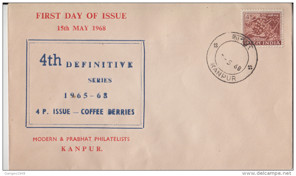 India  1968 - 4P Coffee Berries  KANPUR  Private  FDC   # 66056  Inde  Indien - FDC