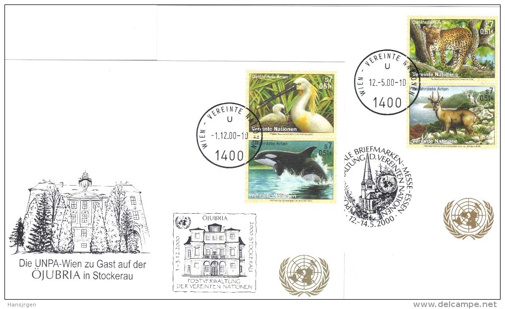 RTY238 UNO WIEN 2000  MICHL 303/06  Auf 2 STÜCK WEISSE KARTEN - White Cards - Used Stamps