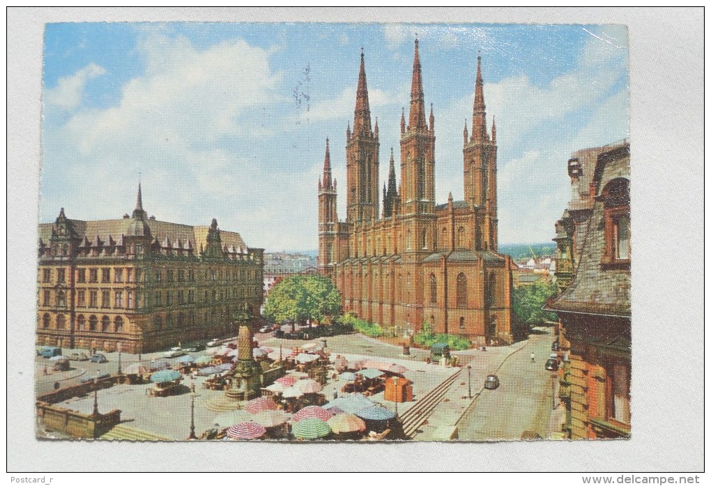 Germany  Kurstadt Wiesbaden Marktkirche Und Rathaus   Stamp 1968  A 31 - Wiesbaden