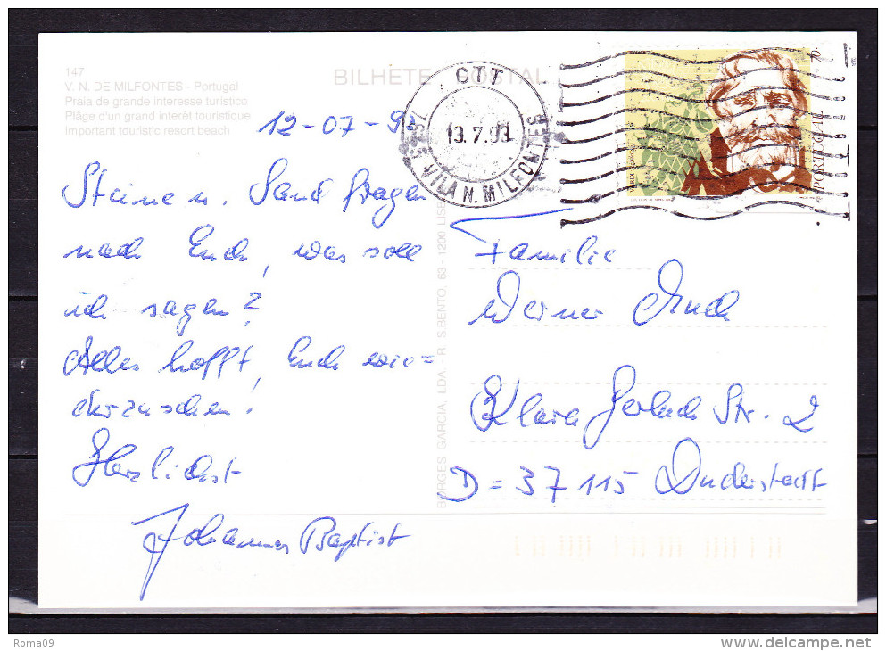 B-1440, Portugal, MiNr. 1963 Auf Postkarte Nach Deutschland - Lettres & Documents