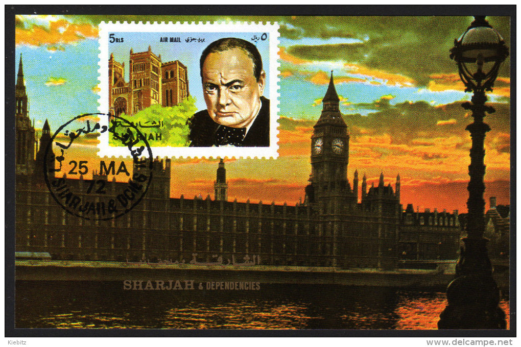 SHARJAH 1972 - Uhr, Clock / Sir Winston Churchill - Block 97 - Uhrmacherei