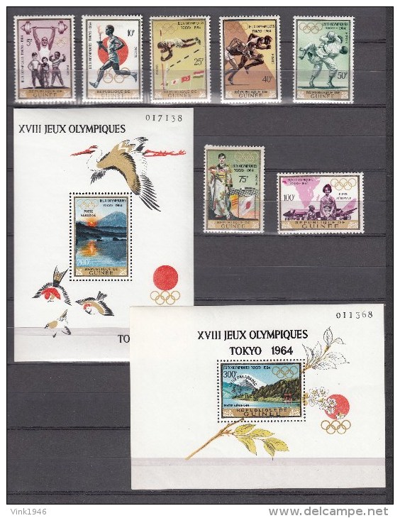 Guinea 1965,7V+2Blocks,olympic Games Tokio,olympische Spelen,sport,birds,vogels,oiseaux, MNH/Postfris(L1645) - Zomer 1964: Tokyo