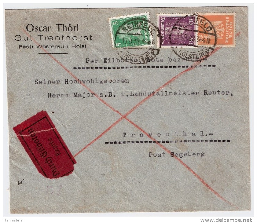 DR ,1928,  Brief -Eilboten-Land,portogerecht ! RRR ! , #2660 - Briefe U. Dokumente