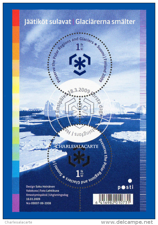 FINLAND 2009  ENVIRONMENT  GLACIERS  M.S.  FACIT BL 57  USED - Blocchi E Foglietti