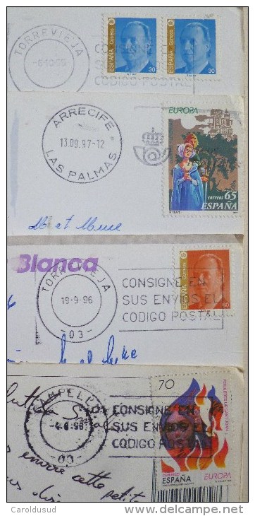 Cp LOT 4X Costa Blanca Souvenir Bonjour TORREVIEJA LANZAROTEALTEA CAMPELLO TIMBRES - Sammlungen & Sammellose