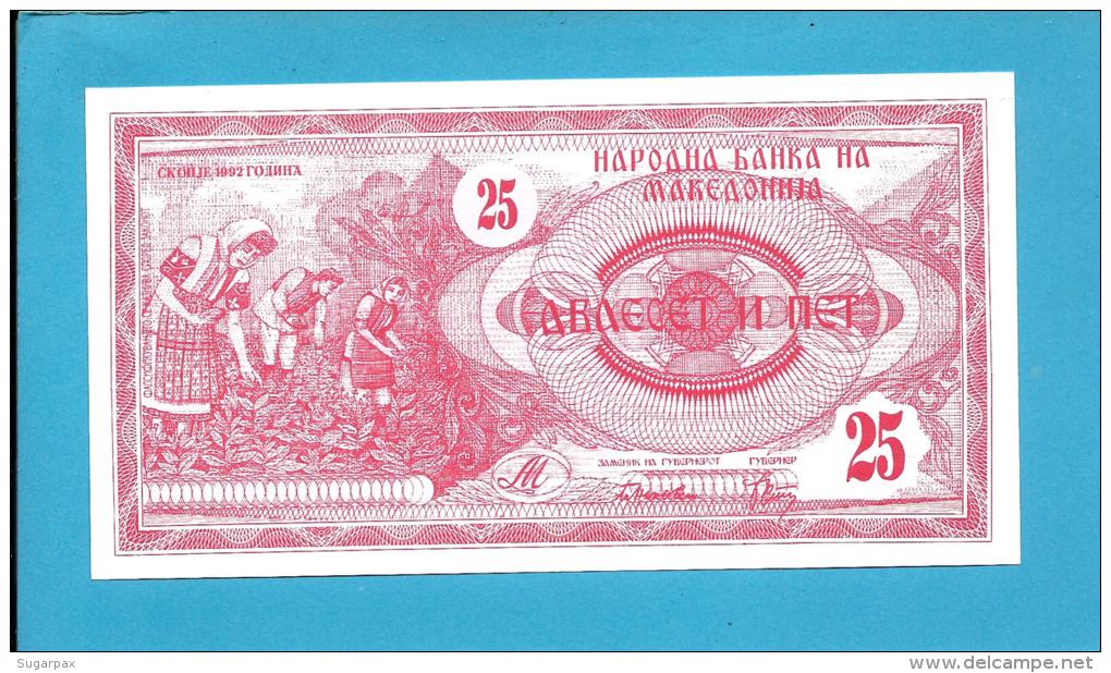 MACEDONIA - 25 DENAR - 1992 - Pick 2 - UNC. - National Bank - Macedonia Del Norte