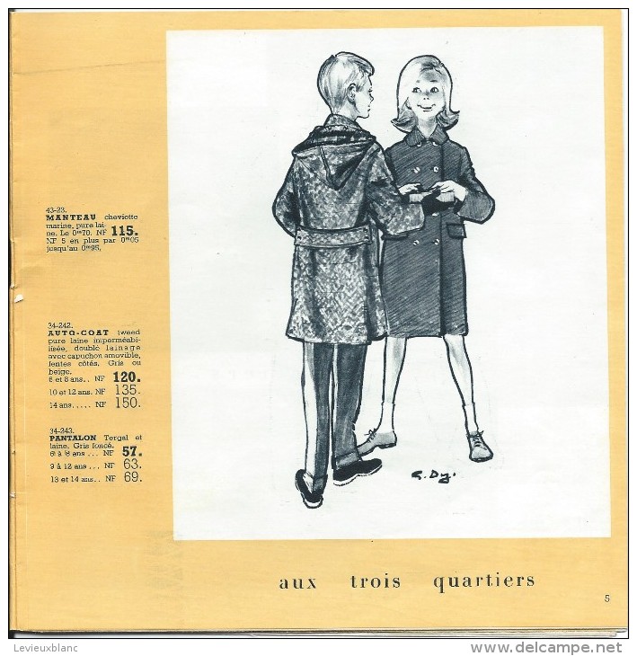 Catalogue/Magasin/"Aux Trois Quartiers"/Paris/Pigelet/1960     CAT78 - Textile & Vestimentaire